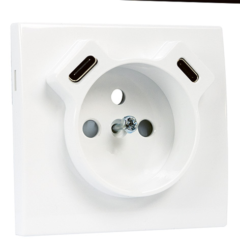 Tapa para Toma Francesa + USB C+C