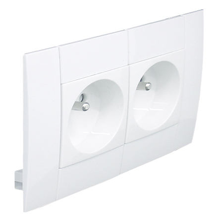 Block of Two Safety Modular Earth Sockets (French Type) L75 - 4 Modules